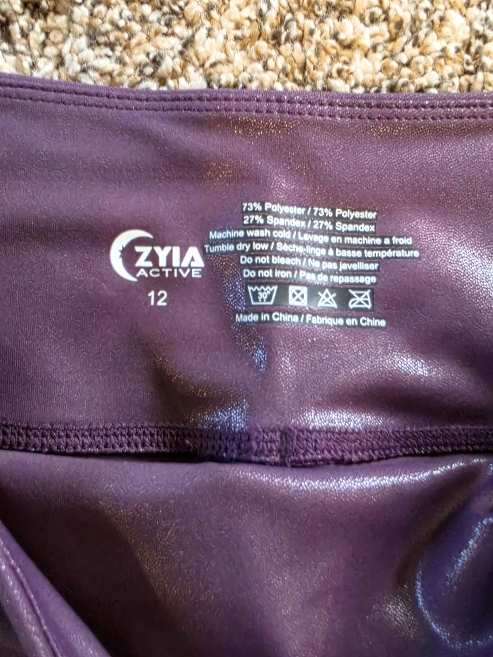 ZYIA Shimmer Plum Ankle Leggings Size 12 - Picture 6 of 6